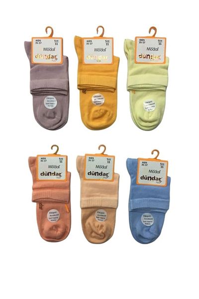 Dündar Girl's Modal Plus Booties Pastel Color Seamless Socks - 6 Pieces