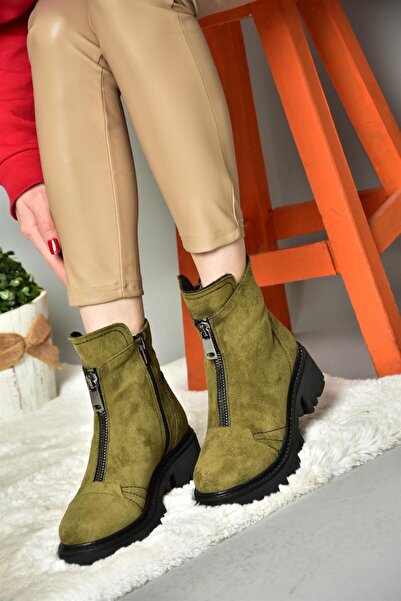 Fox Shoes R784551202 Dámské boty Khaki Suede se silnou podrážkou