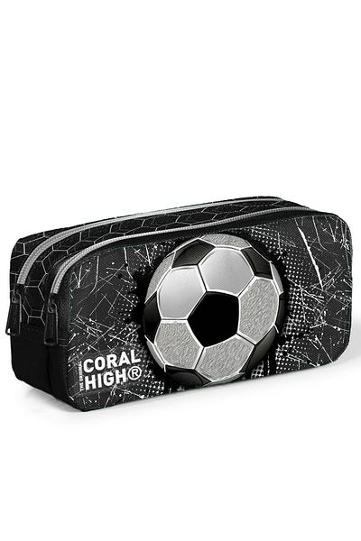 Coral High Παιδική τσάντα μολυβιού με σχέδιο ποδοσφαίρου - Δύο θήκες 12086