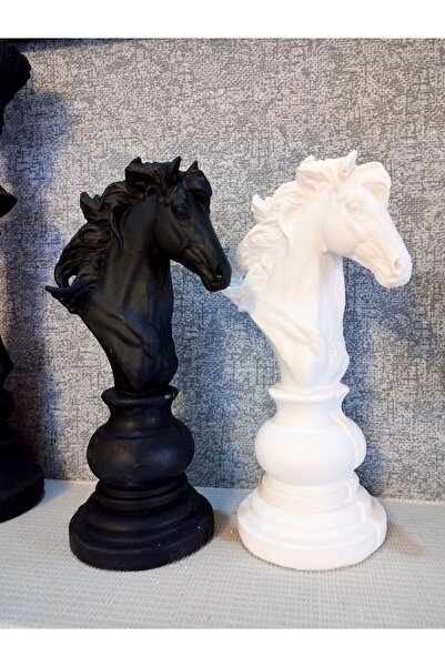 stone powder decorative Dekoratif 2'li Satranç At Biblo, Satranç Heykel At, H...