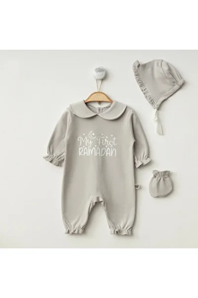 Minimus Newborn Baby Girl-Boy Written Hat-Gloves Baby Collar Jumpsuit Set Newborn Hospital Exit