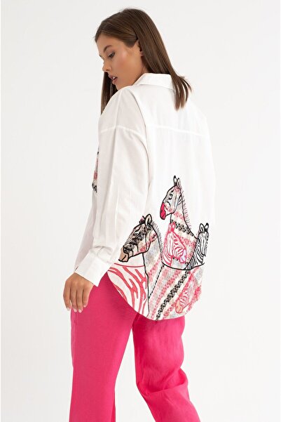 Qaju Tuvit Detaylı Oversize Gömlek