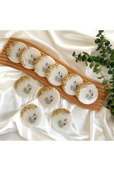 Gami Handmade مغناطيس إيبوكسي مع جزيئات الذهب 25 قطعة وعد الخطوبة والزفاف وتنظيم هدايا الحناء