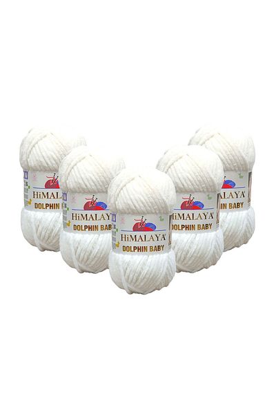 Himalaya Dolphin Baby Velvet Thread 5 Pack - 80301 Snow White - 100 Gr120 Mt