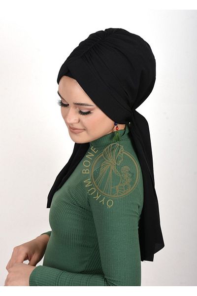 OykumBone Black Plain Humor Sandy Fabric Ready Shawl /bone