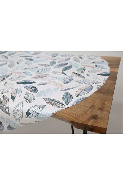 Fiesta PVC Tablecloth Oilcloth Stain Resistant, Non-Slip Leaf Pattern Round Tablecloth 140cm