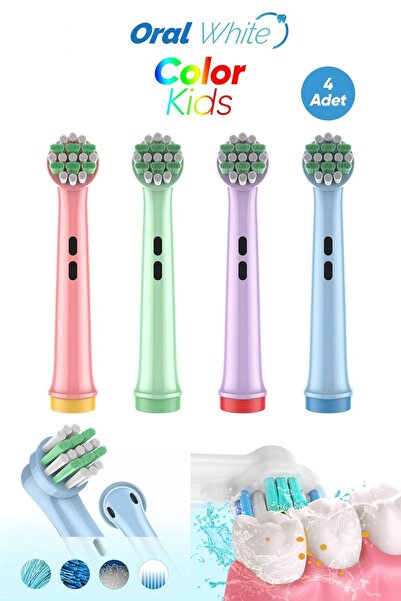 Oral White Color Kids Çocuk Diş Fırçası Yedek başlığı Hassas Ve Yumuşak Oral-b Uyumlu 4 Adet