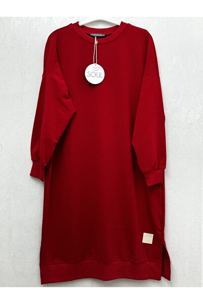 Soul SOULWomen's Below Knee Long Length RED Tunic with Elastic Sleeves / sweatshirt 30645