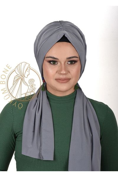 OykumBone Gray Plain Humor Sandy Fabric Ready Shawl /bone
