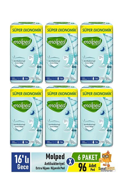 Molped Extra Hygienic Pad 16 Pack Night X 6 Pack