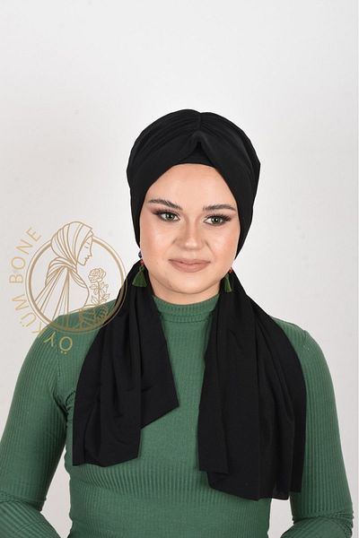 OykumBone Black Plain Humor Sandy Fabric Ready Shawl /bone