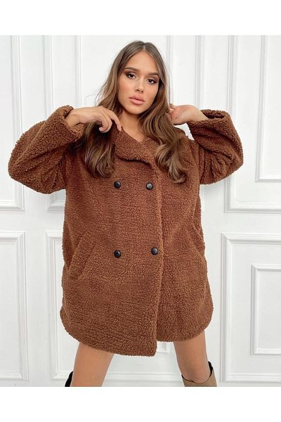 Butik Beyza Плюшено палто с четири копчета