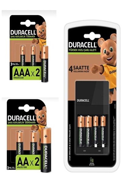 Duracell Cef 14 Şarj Cihazı Şarj Edilebilir 4 adet 1300 mAh AA ve 4 adet 750 mAh AAA Pil Paketi