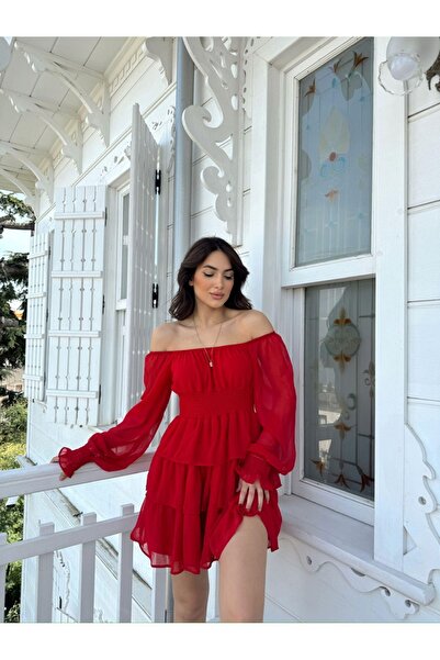 Mekafashion Kat Kat Şifon Elbise 2831