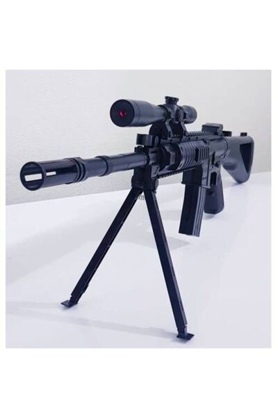 ENES HIRDAVAT Siyah Boncuklu Lazerli Dürbünlü Çatal Ayaklı Keskin Nişancı Tüfeği ve  Mermi 20 Paket