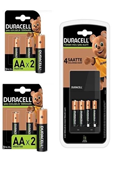 Duracell Cef 14 Şarj Cihazı Şarj Edilebilir 6 adet 1300 mAh AA ve 2 adet 750 mAh AAA Pil Paketi