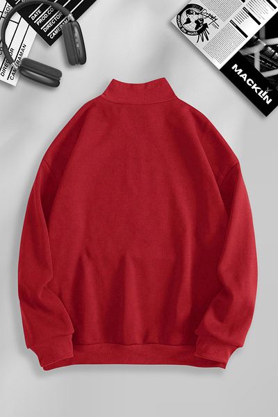 macklin men's and Women's Unprinted Stand Collar Basic Sweater - Half zipper