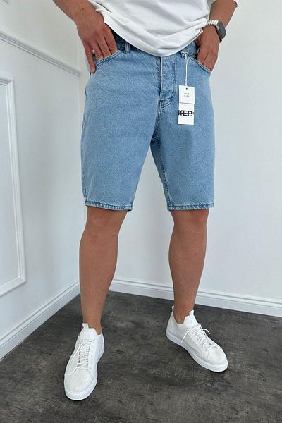 MADZEYMODA Pantaloni scurți de blugi pentru bărbați