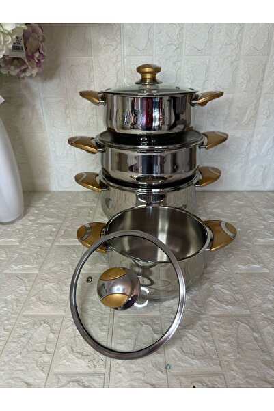 Kütahya Porselen Tencere Seti Çelik 8 Parça