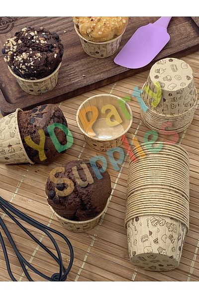 L'Opaline Kraft Patterned Muffin Cake Mold 50 Pieces 50x39