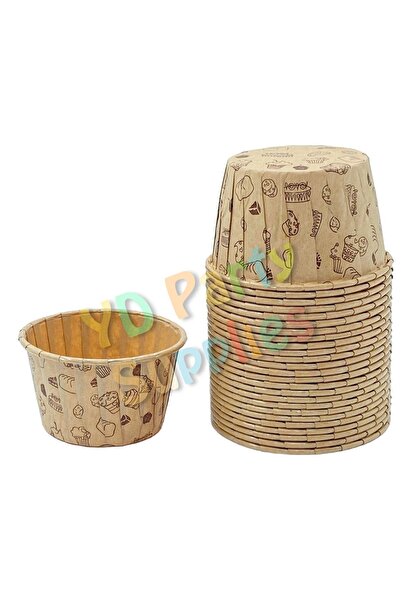 L'Opaline Kraft Desenli Muffin Kek Kalıbı 50 Adet 50x39