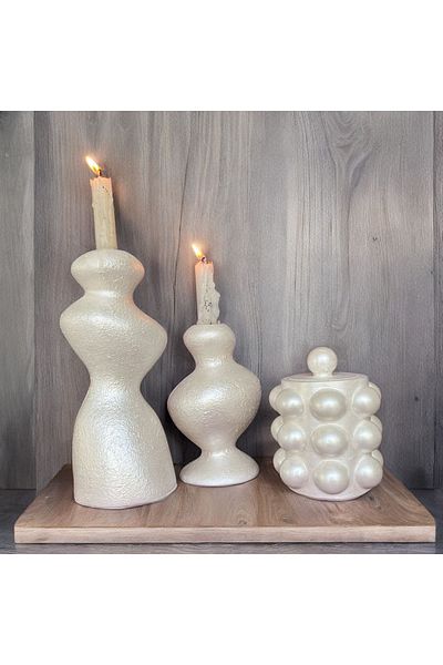 Luthien Decorative Pearlescent Box - Vase and Candlestick