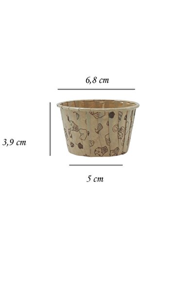 L'Opaline Kraft Desenli Muffin Kek Kalıbı 50 Adet 50x39