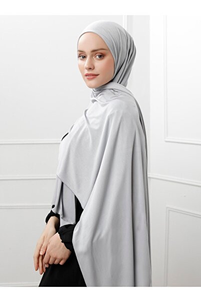 Şaless Σάλι Βαμβακερό Βαμβακερό Βισκόζη σε Ασημί χρώμα Λύκρα - 70x180cm