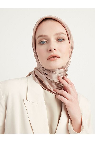 Saless Janjan Hijab Women's Evening Scarf - Crinkle, Light Mink, 100X100Cm