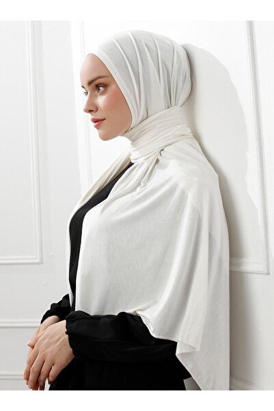 Şaless 70x180cm Εκρού χτενισμένο βαμβακερό σάλι βισκόζης - Lycra