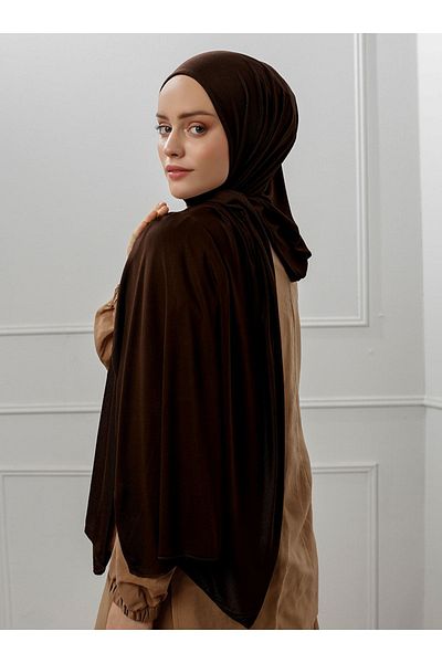 Saless Βαμβακερό σάλι Bitter Brown Lycra 70x180cm Βισκόζη χτενισμένο