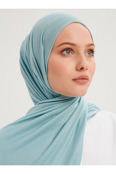 Saless Water Green Lycra Viscose Combed Shawl - 70x180cm