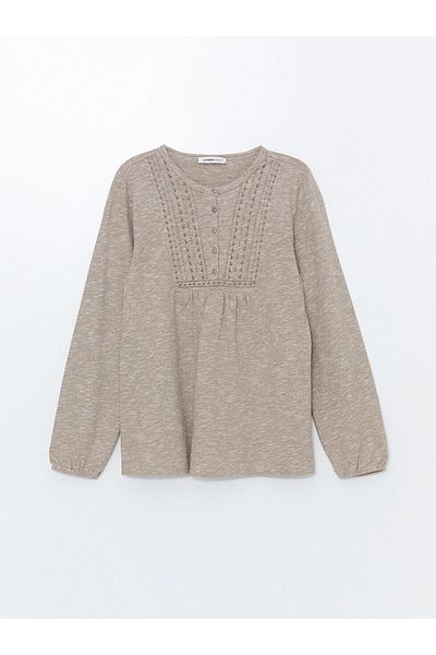 LC Waikiki LCW Long Sleeve Embroidered Crew Neck Women's Blouse