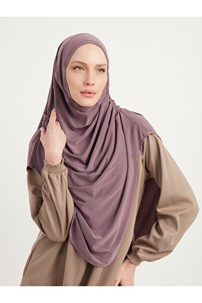 Schaless Pratik Uzun Pileli Hazır Türban Hijab - Gül Kurusu