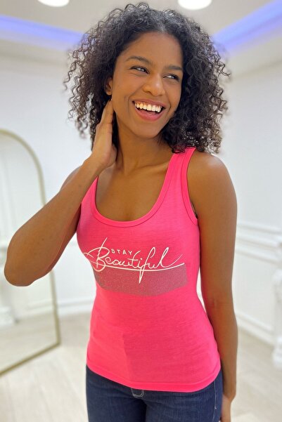 RICH GLAM Tricou fără mâneci pentru femei, slim fit, elegant, cu detaliu Crys...