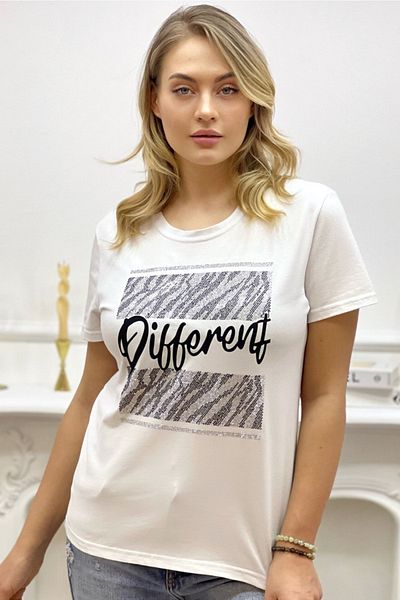 RICH GLAM Different Crystal Stone Crew Neck Plus Size Women's T-shirt