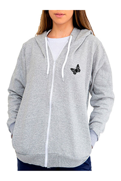 ZEMLİYA سترة سوداء بغطاء للرأس للجنسين - سويت شيرت بسحاب