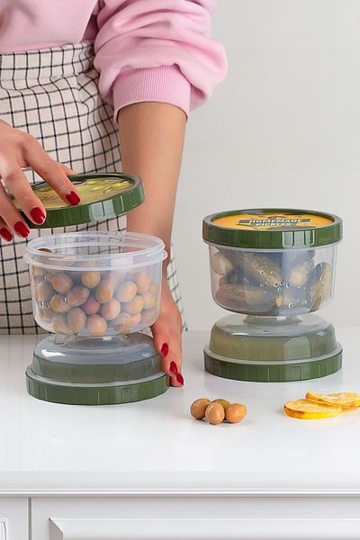 Porsima Olive Holder and Pickle Storage Container with Strainer - 02 1391 Hourglass Transparent