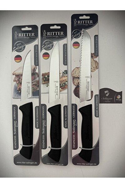 Solingen Rıtter Genel Kullanım Mutfak Bıçağı Seti 3'lü Siyah