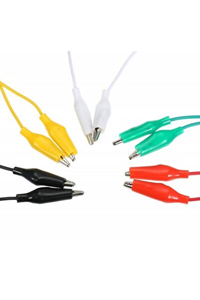 Genel Markalar 50cm 10 Adet Krokodil Soketli Kablo Çift Taraflı Timsah Kıskaç Atlama Jumper Tel Test Prototip