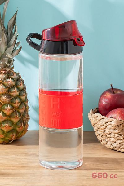 Porsima 161506 -095 Red Patterned Water Bottle Flask Water Bottle - Sports Flask