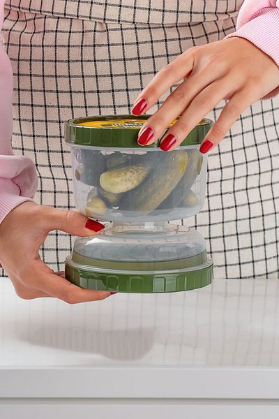 Porsima Olive Holder and Pickle Storage Container with Strainer - 02 1391 Hourglass Transparent