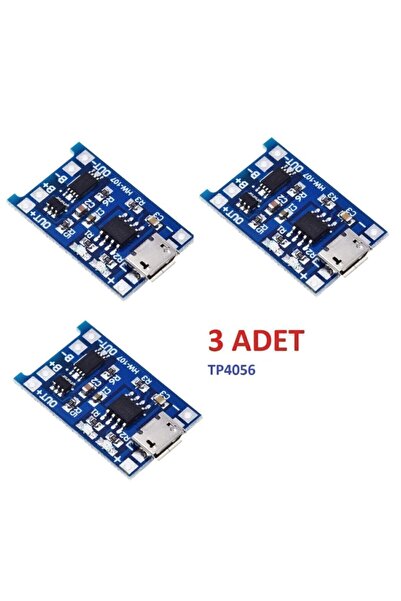 nilestrem Tp4056 Lityum Pil Şarj Devresi 3 Adet 5v 1a Mikro Usb 18650 Lityum Şarj Modülü + Koruma Fonksiyon