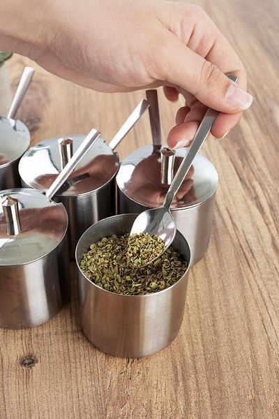 Porsima Elite 6-Piece Stainless Steel Metal Sugar Bowl with Tea Spoon and Lid Desktop Spice Bowl Set