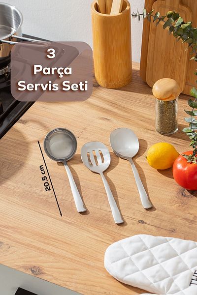Porsima Sydney 3-Piece Stainless Steel Mini Ladle Spoon Colander Serving Set