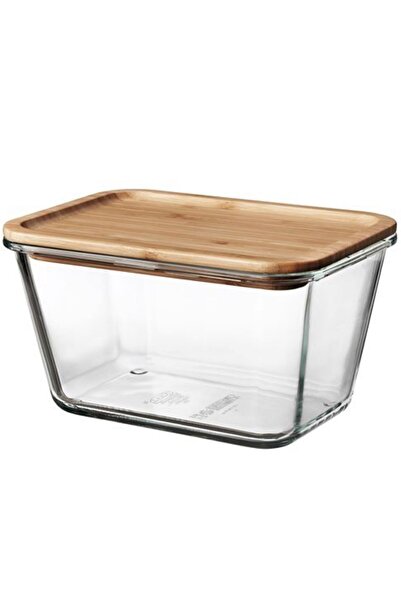 IKEA 365+ 1.8 Lt Bamboo 21x15x12 Cm Vacuum Rectangular Bamboo Lid Storage Container Glass - Bamboo