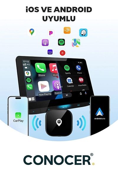CONOCER Apple Iphone Ios And Android Auto Compatible Wireless Carplay Adapter Wireless Carplay Converter