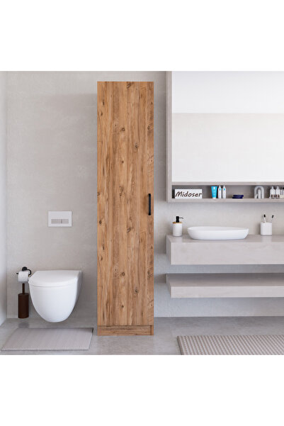 midoser Yaman Atlantik Çam Tek Kapaklı 4 Raflı Çok Amaçlı Mutfak Kiler Ve Banyo Dolabı