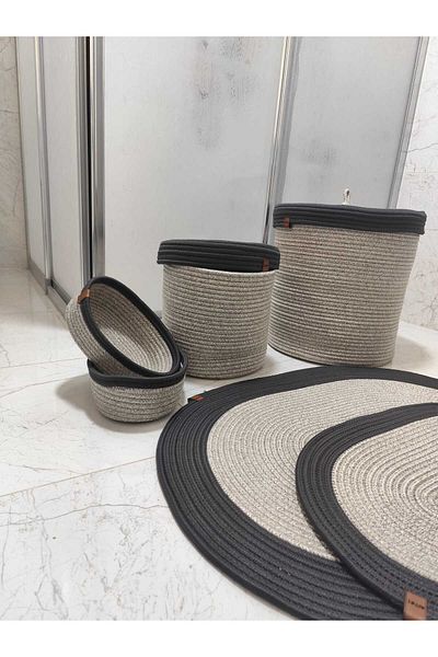 ModaCardin Σετ 6 ψάθινες πατούσες μπάνιου Bohemian Style Jute - 50x80/40x60/40x36/25x29
