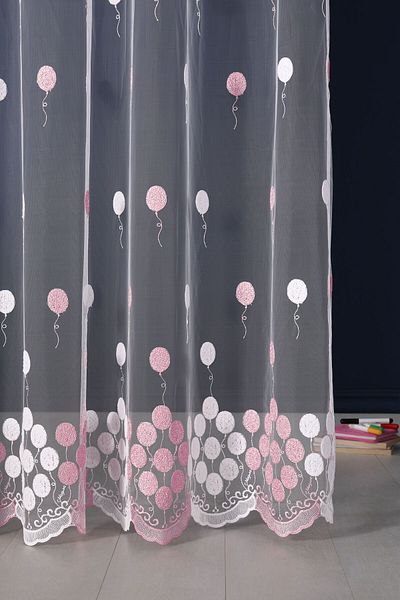 MAGİZA Balloon Patterned Tulle Curtain - Don't Want Iron, 1e-2floor Sparse, Suitable for Living Room and Children's Rooms